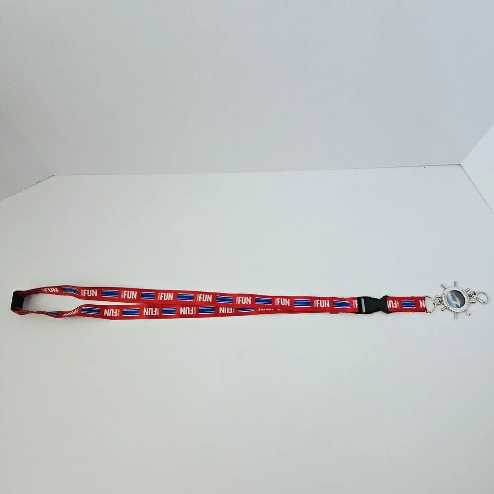 Carnival Cruise Line Choose Fun Lanyard Ship Wheel Photo Holder Pendant Red